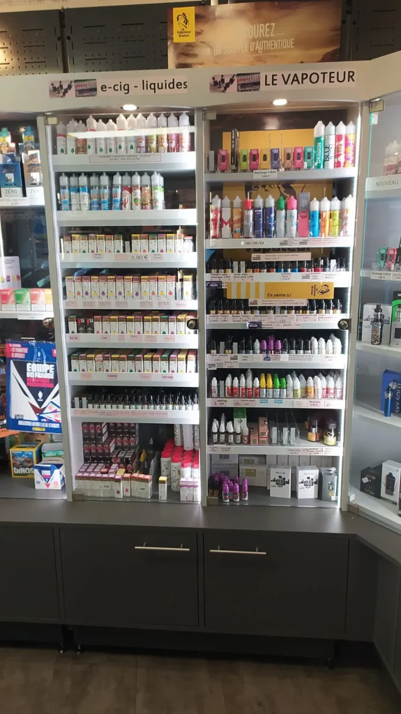 étalage de produits vapote